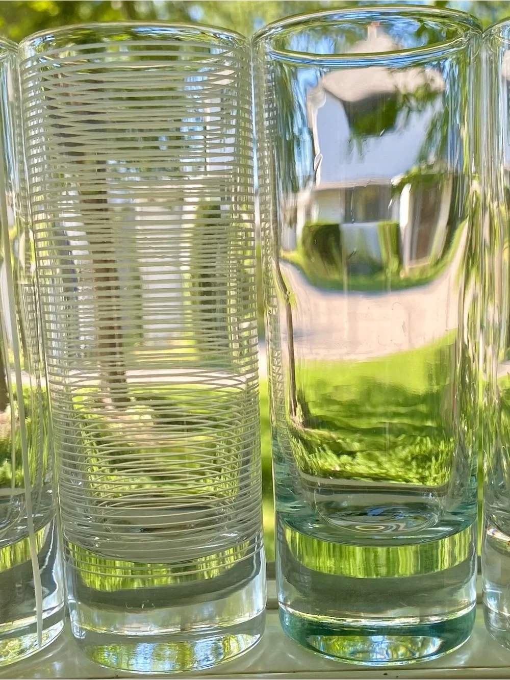 Clear Etched Highball Glasses - Set of 8